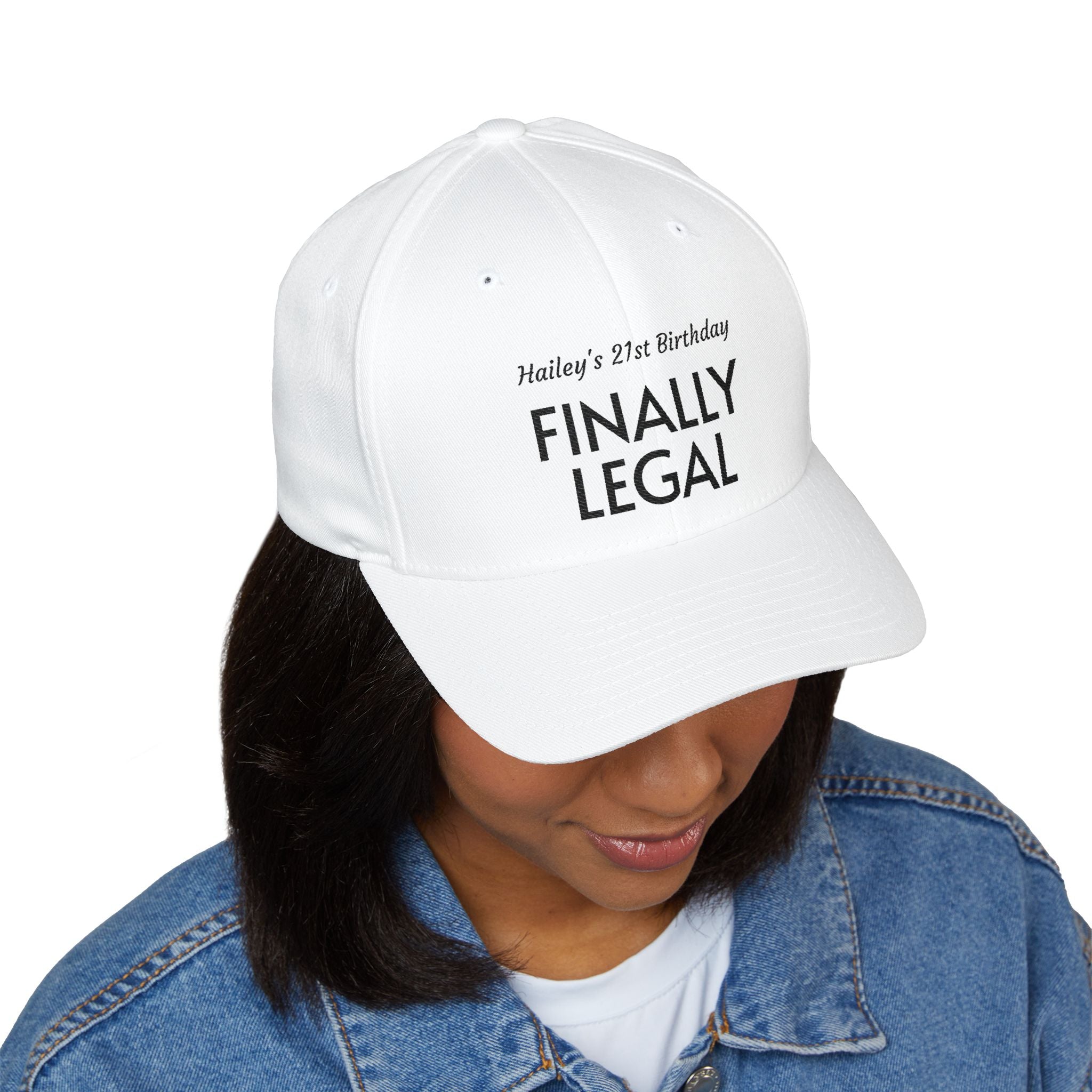 Finally Legal Embroidered Cap — Personalized 21st Birthday Hat