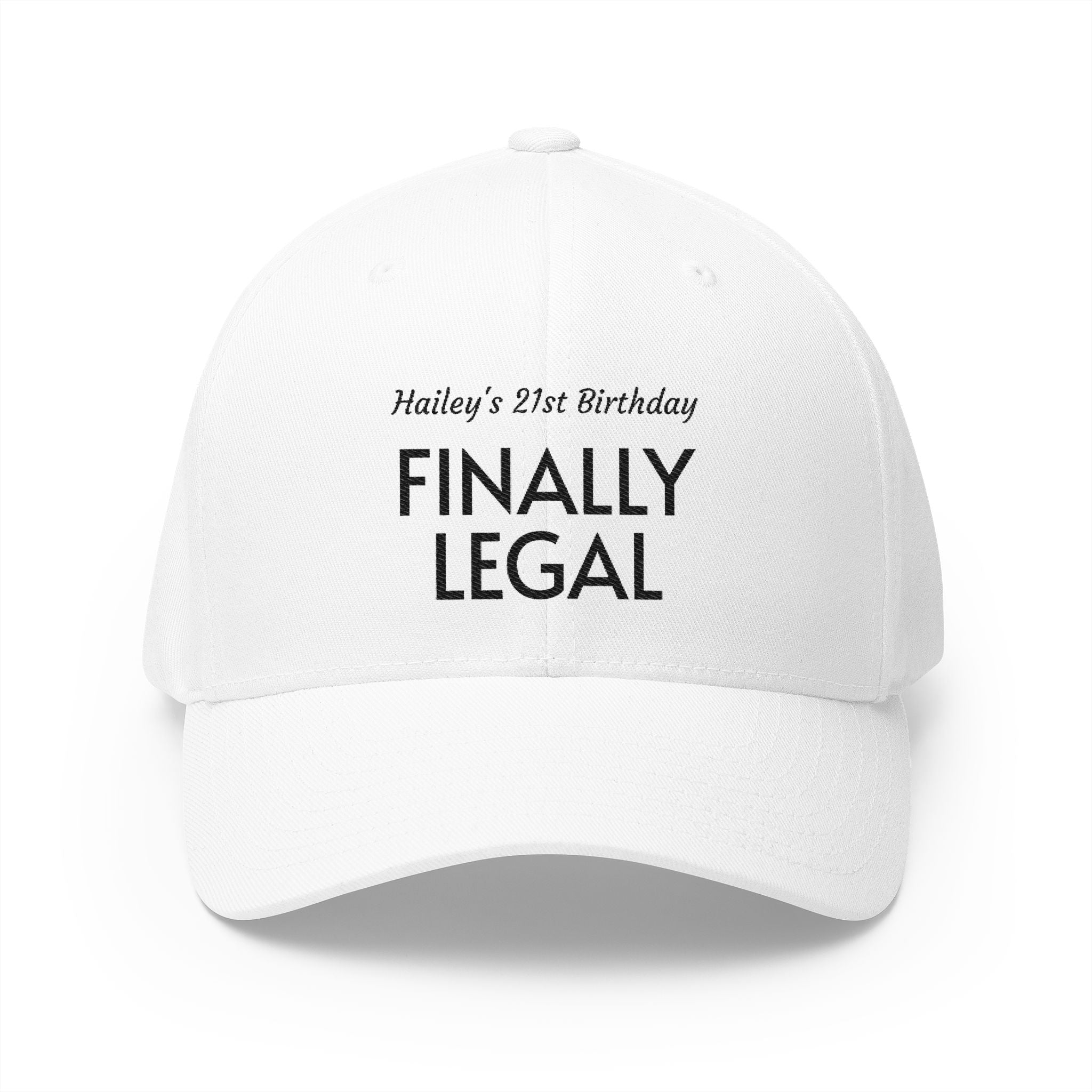 Finally Legal Embroidered Cap — Personalized 21st Birthday Hat
