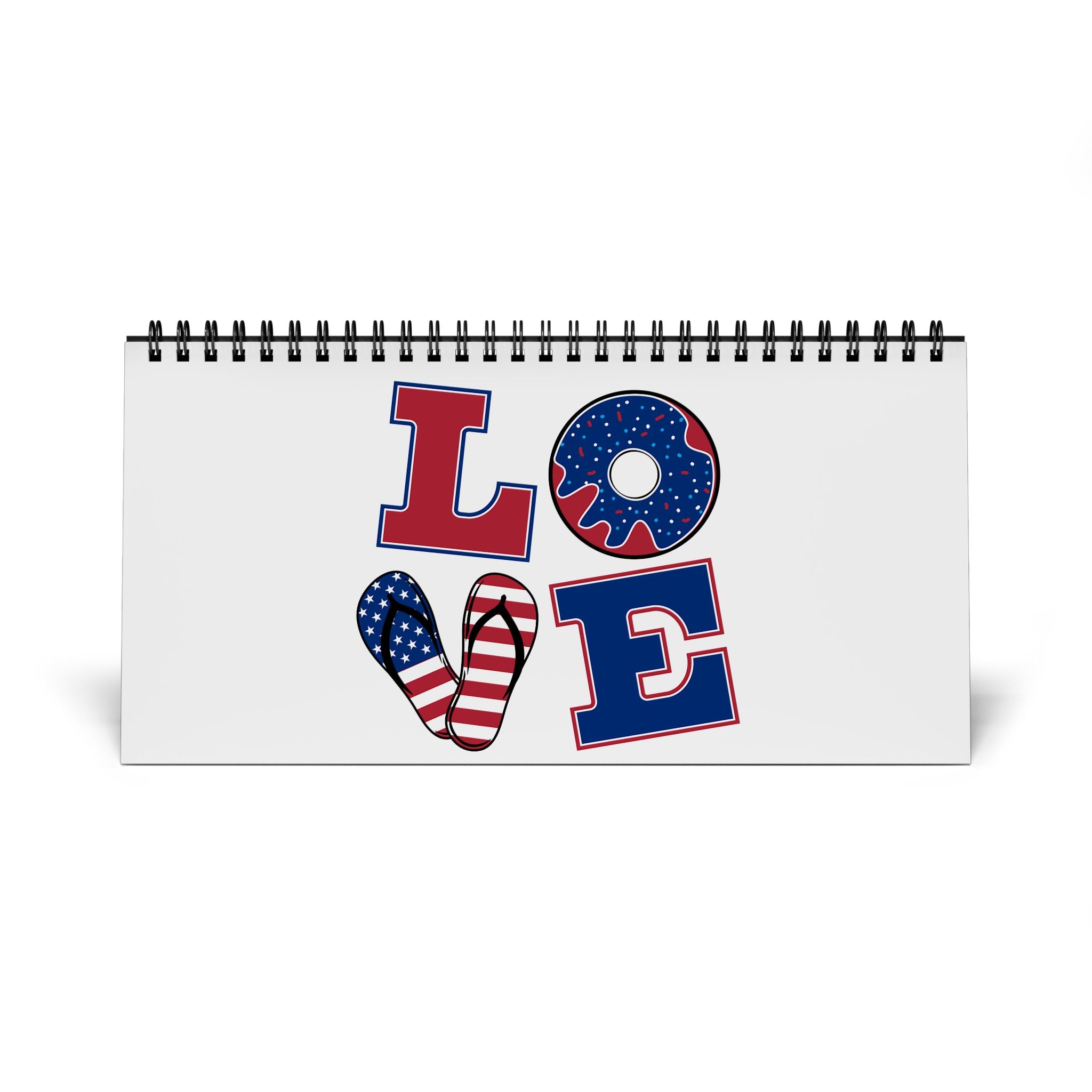 Patriotic LOVE desk calendar | Simplex 2026 grid