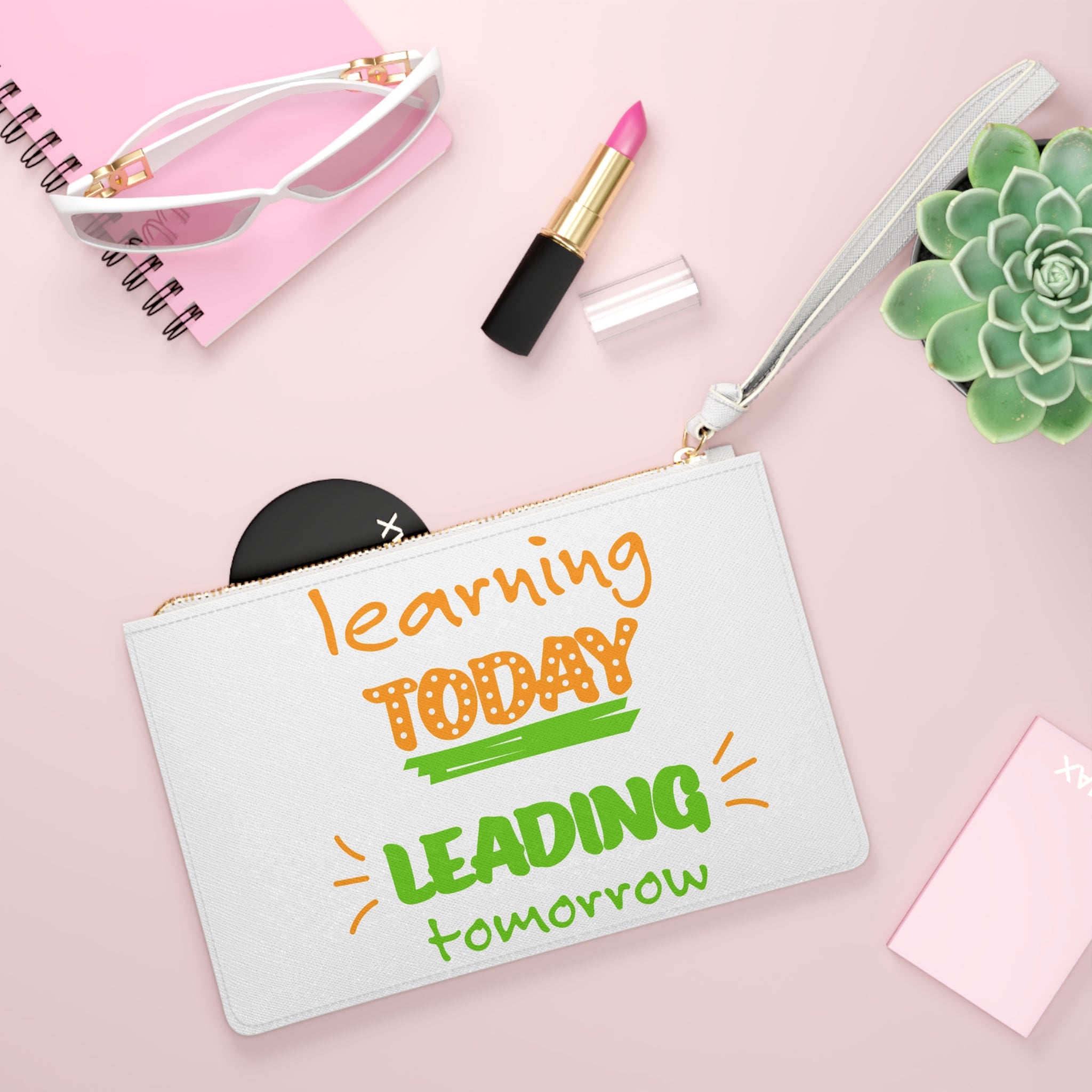 Clutch Bag — "Learning Today, Leading Tomorrow" & St. Patrick's Drink Drank Drunk Graphic Wristlet