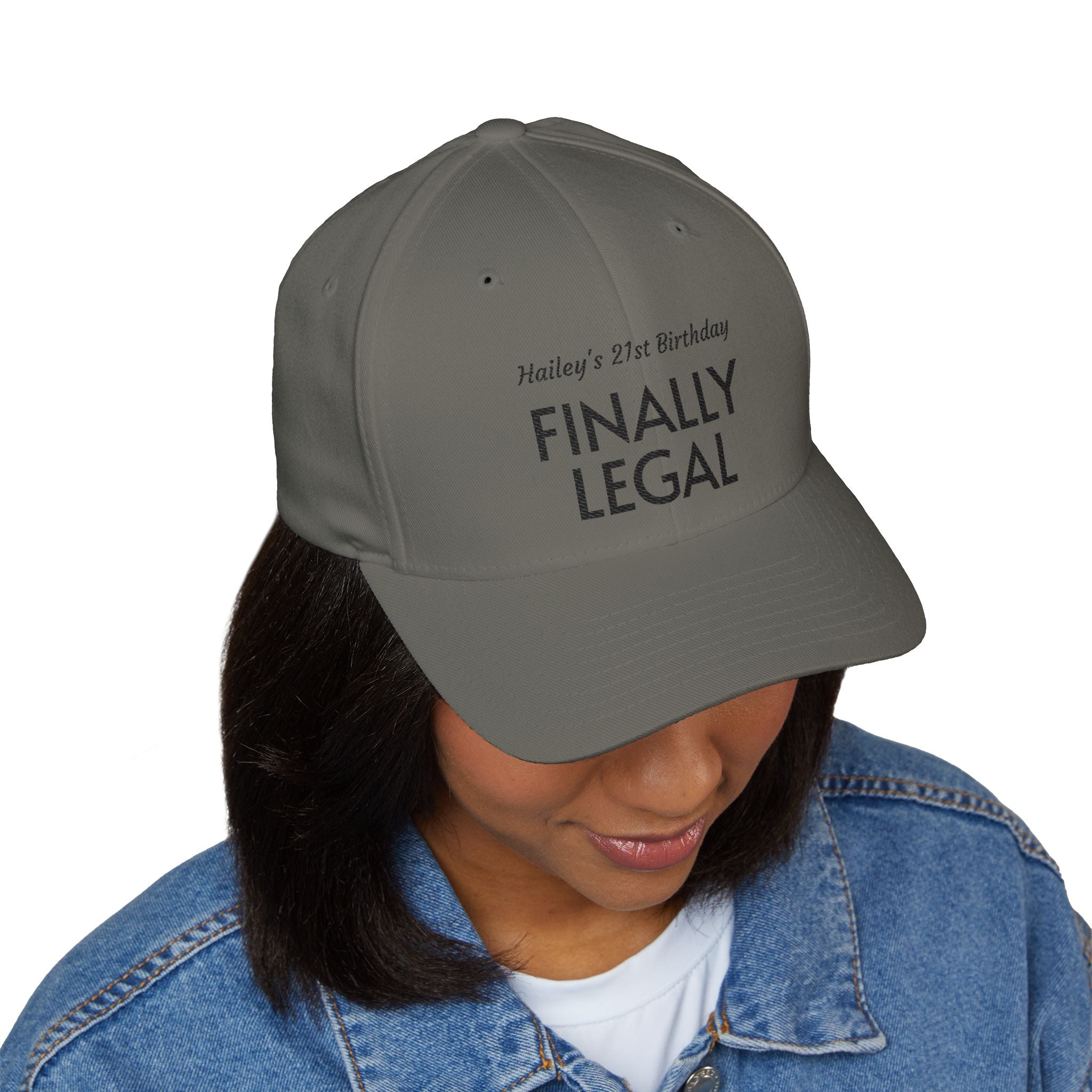 Finally Legal Embroidered Cap — Personalized 21st Birthday Hat