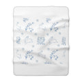 Blue Bunny Floral Pattern Sherpa Blanket | Nursery Throw, Baby Shower