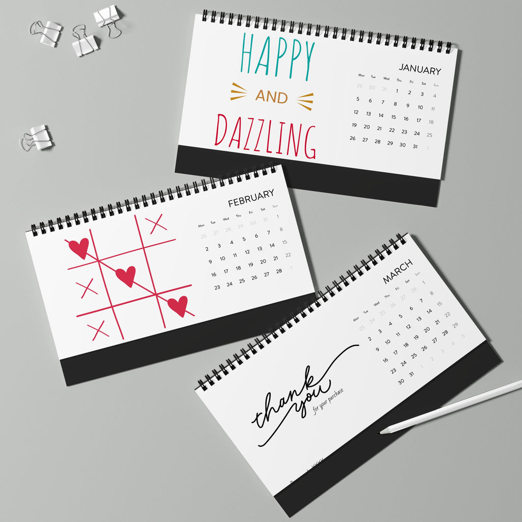 Patriotic LOVE desk calendar | Simplex 2026 grid